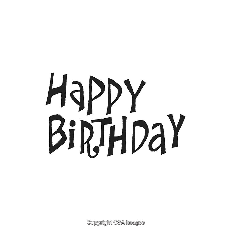 Happy Birthday Greeting in Artistic Black Font on White Background