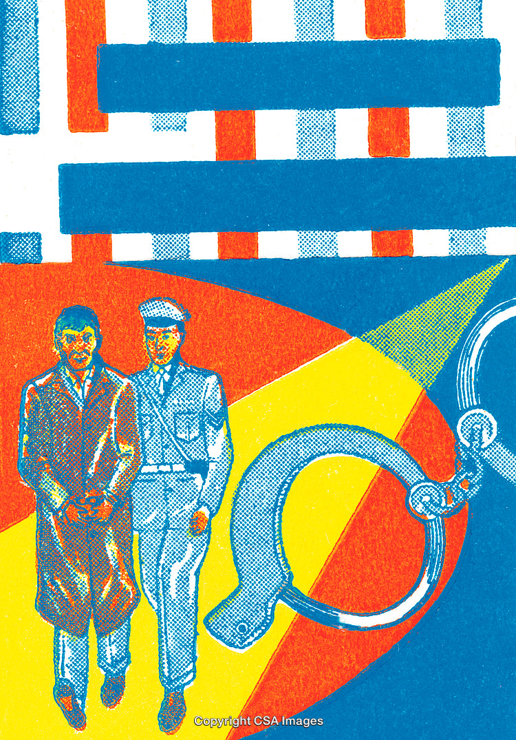 Colorful Illustration Depicting Law Enforcement and Justice Conceptually
