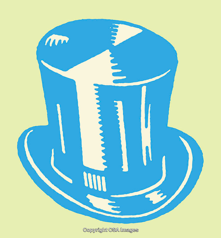 Blue Top Hat Illustration on Light Green Background