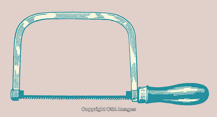 Vintage Line Art Illustration of a Traditional Hand Saw