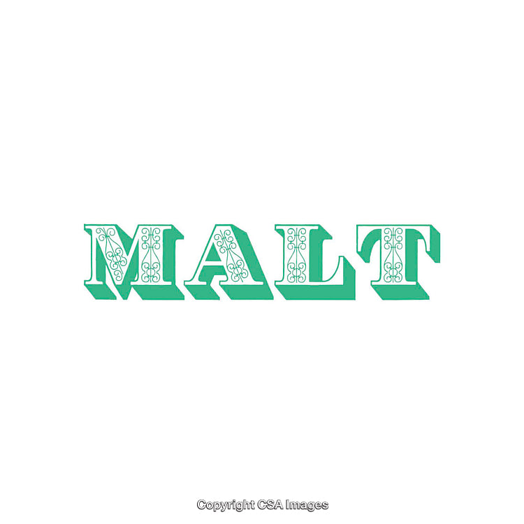 Decorative Green Malt Text Logo Design on White Background