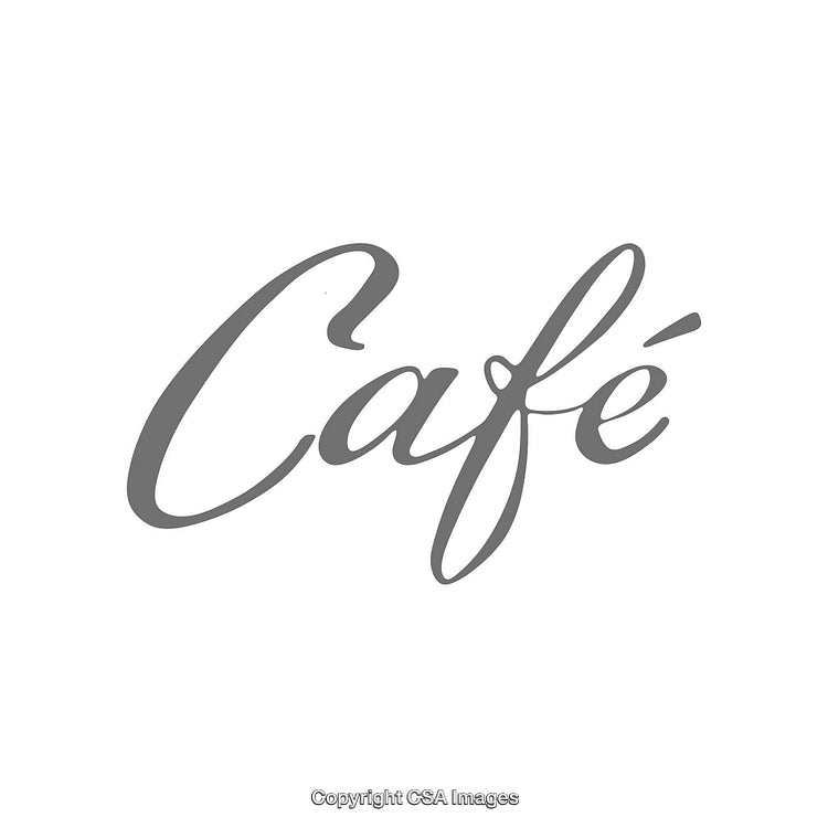 Elegant Calligraphy Text Featuring the Word Café in Stylish Gray Font