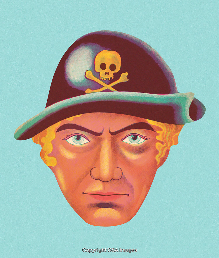 Colorful Portrait of a Pirate with Skull and Crossbones Hat