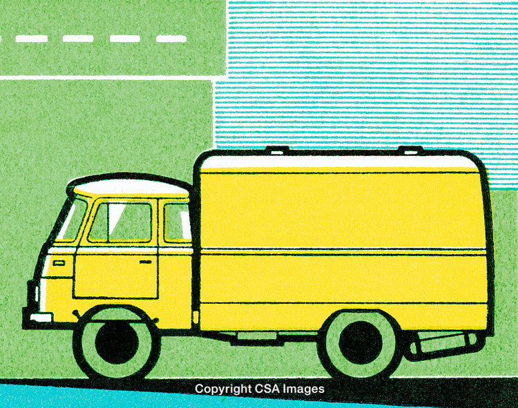 Retro Style Yellow Truck Illustration on Abstract Background
