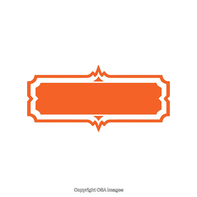 Orange Decorative Label Frame with Intricate Border Design on White Background