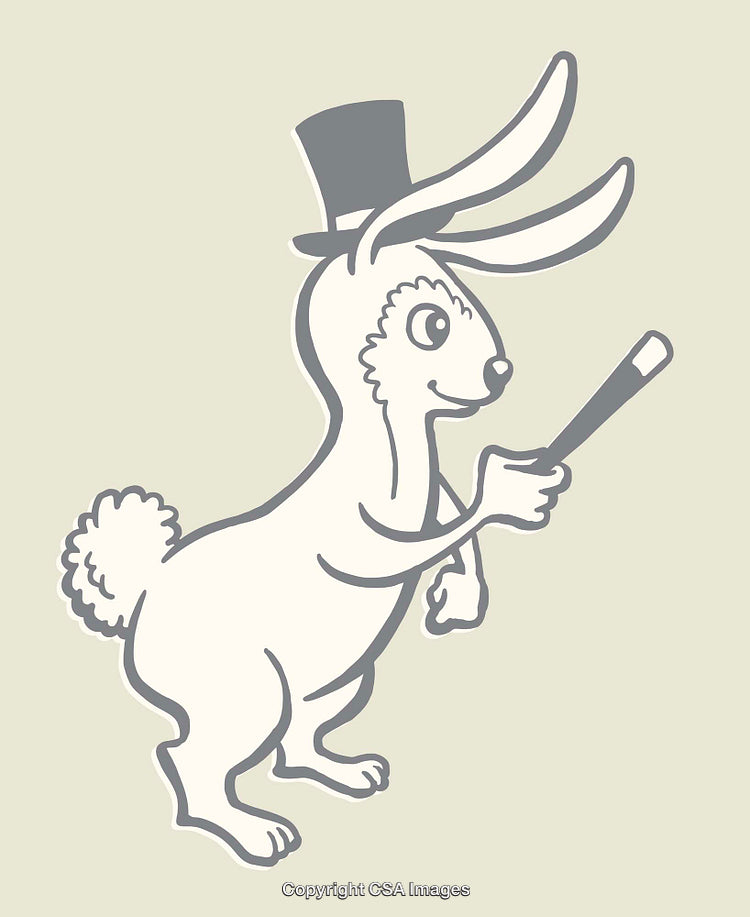 Stylized Rabbit Performing Magic with Top Hat and Wand Artwork