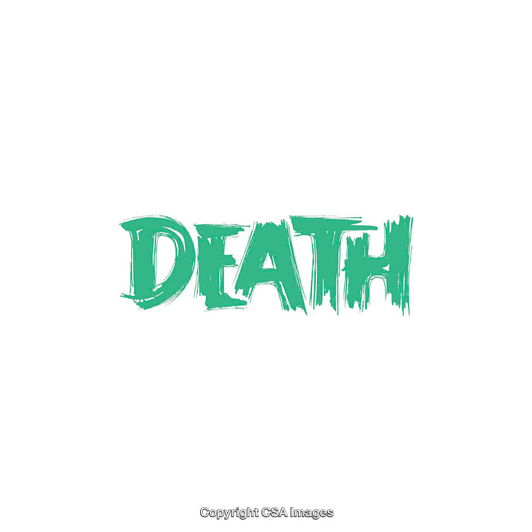 Bold Green Text Illustration of the Word 'Death' on White Background