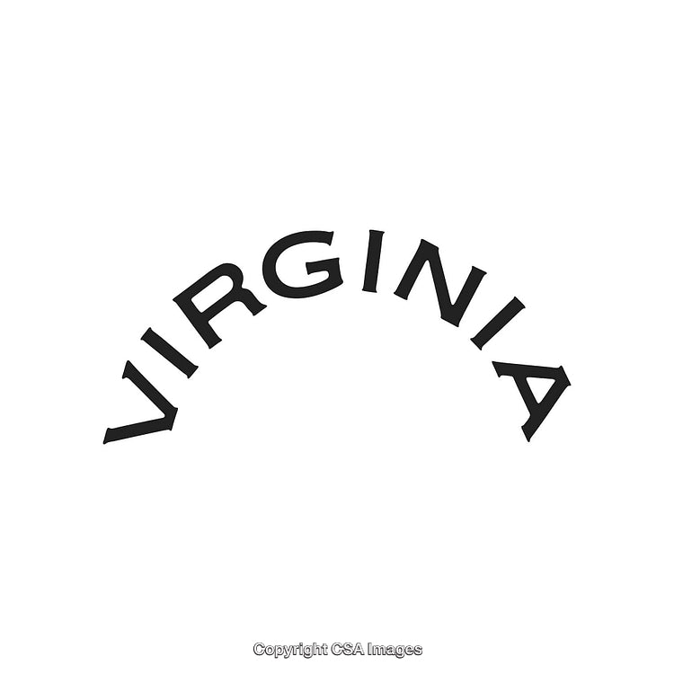Black Text of VIRGINIA in Arched Style on White Background