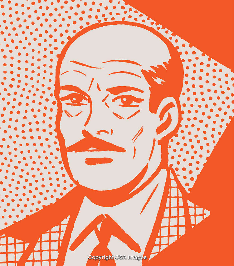 Retro Pop Art Illustration of a Man with a Mustache