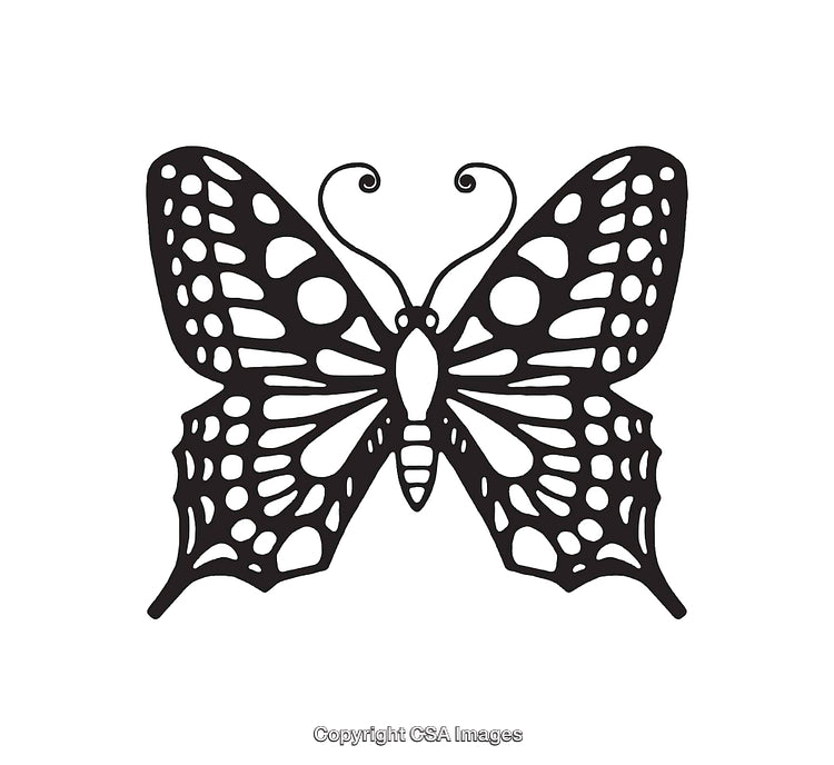 Black and White Line Art Butterfly Illustration with Intricate Details