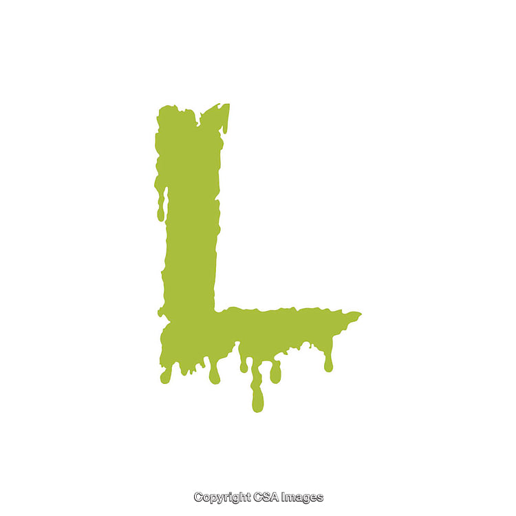Creative Dripping Green Texture Letter L Artwork on White Background