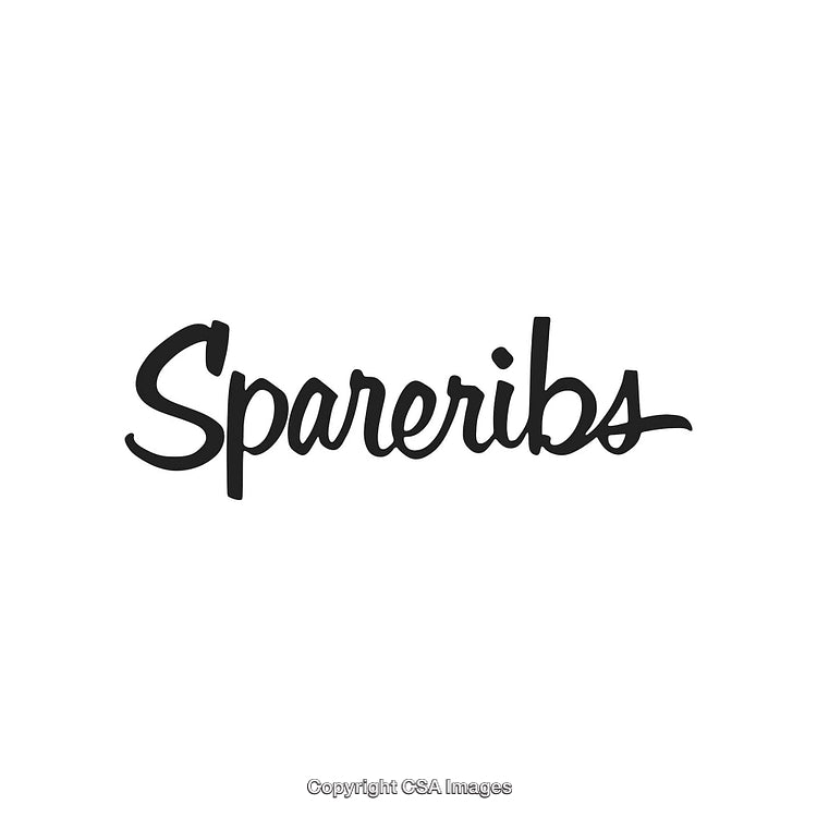 Stylized Handwritten Typography Featuring the Word Spareribs on White Background