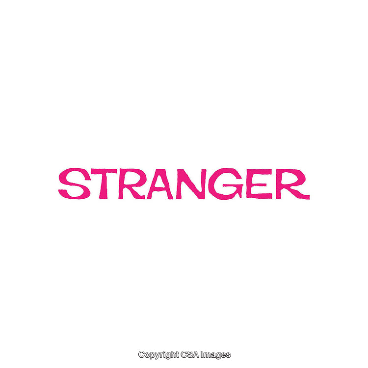 Bold Text Depicting the Word 'Stranger' in Pink on White Background