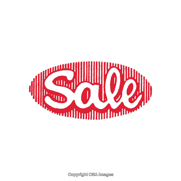 Red Sale Text Design with Decorative Striped Background