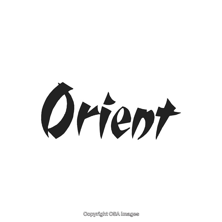 Stylized Black Typeface Illustration of the Word 'Orient' on White Background