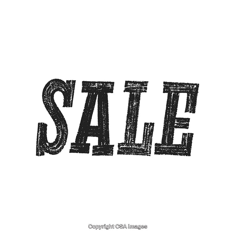 Black Textured Sale Typography on White Background Highlighting Promotional Discounts