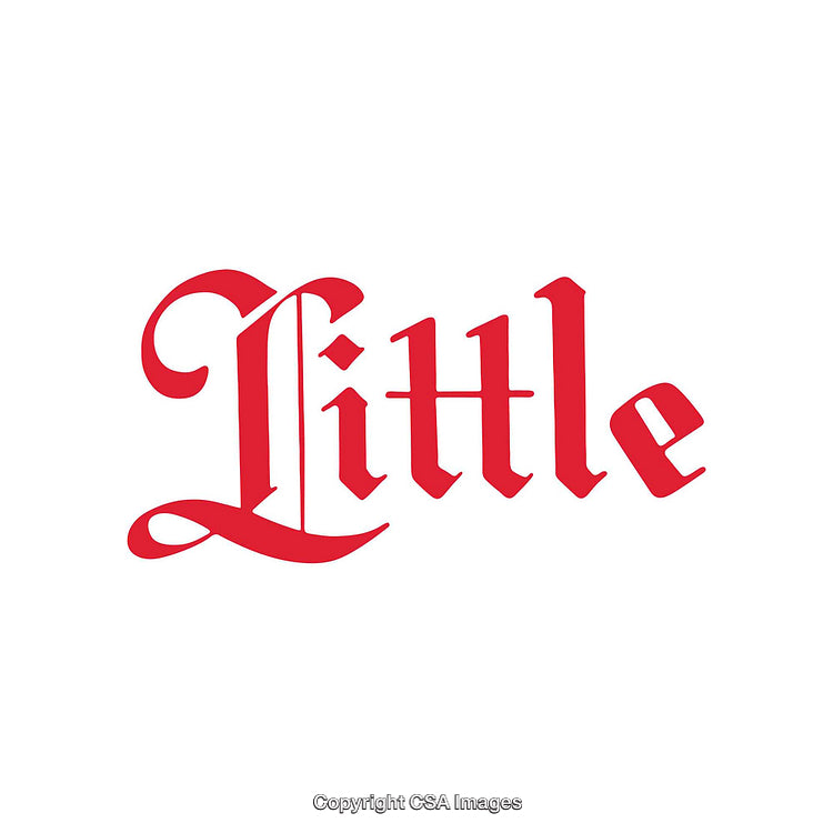 Red Text Spelling 'Little' in Ornate Gothic Font on White Background