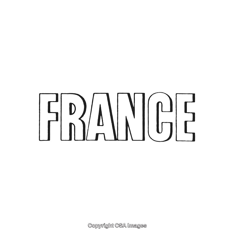 Monochrome Illustration Featuring France Typography With Bold Lettering