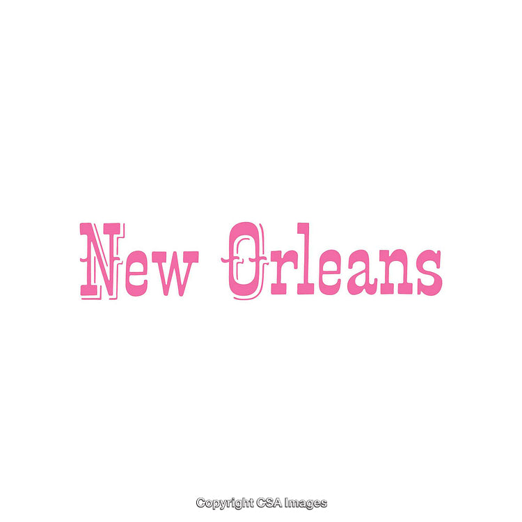 Elegant Pink Typographic Artwork Featuring New Orleans Theme