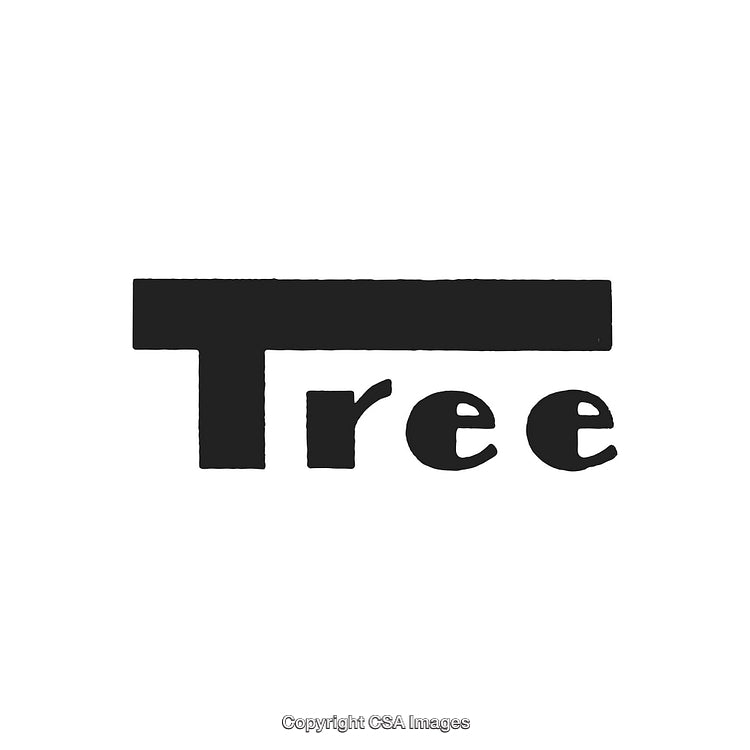 Minimalist Typography of the Word Tree in Bold Black on White Background
