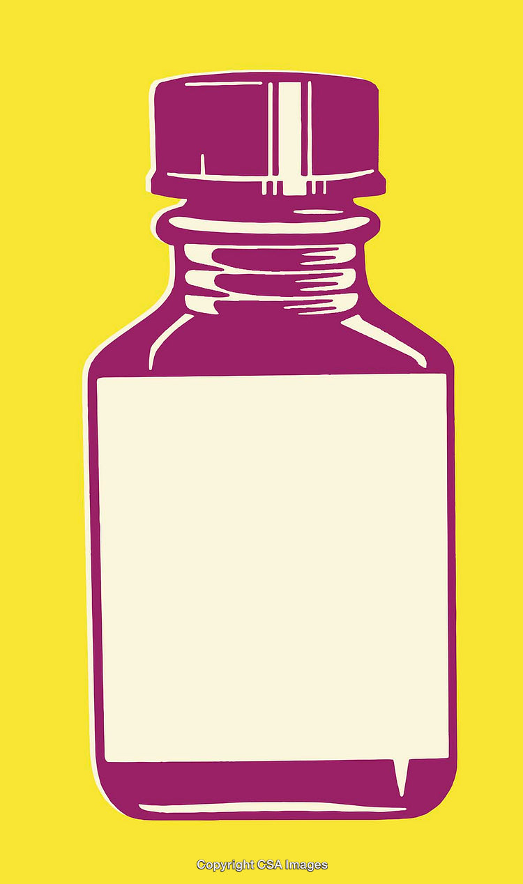 Minimalist Illustration of a Glass Bottle on a Bright Yellow Background