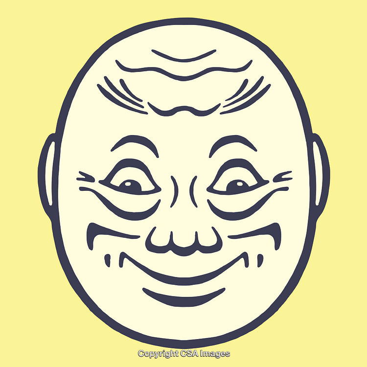 Smiling Face Line Art Illustration On Yellow Background
