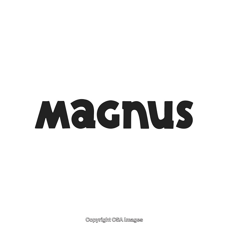 Bold Stylized Text Logo Featuring the Name Magnus in Black Against White Background