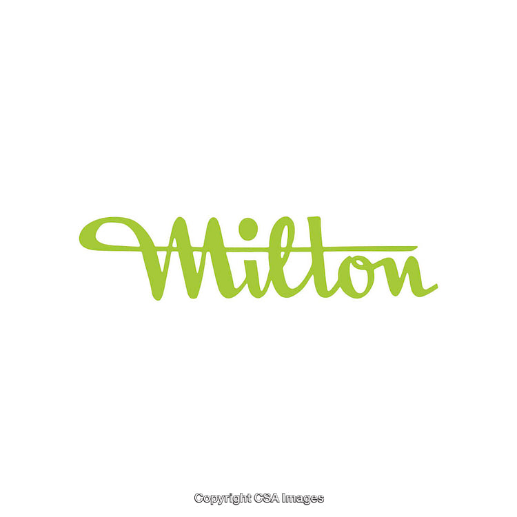 Green Stylized Text Design Featuring the Word Milton in Calligraphic Font
