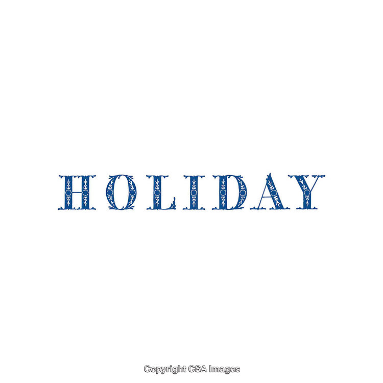 Elegant Blue Holiday Typography With Intricate Decorative Patterns and White Background