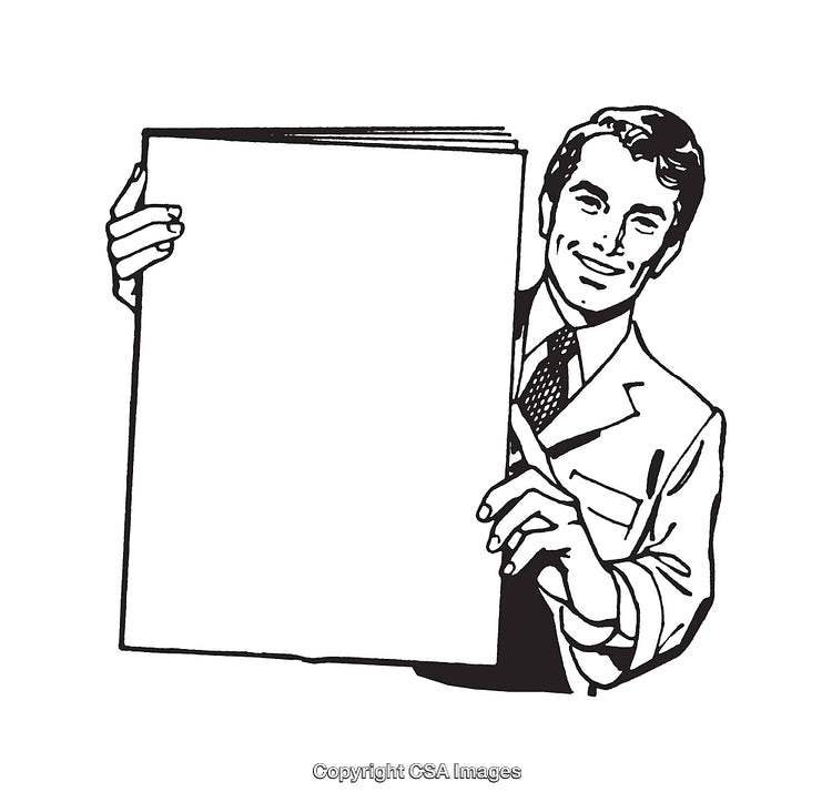 Businessman Holding Blank Sign for Promotional Message