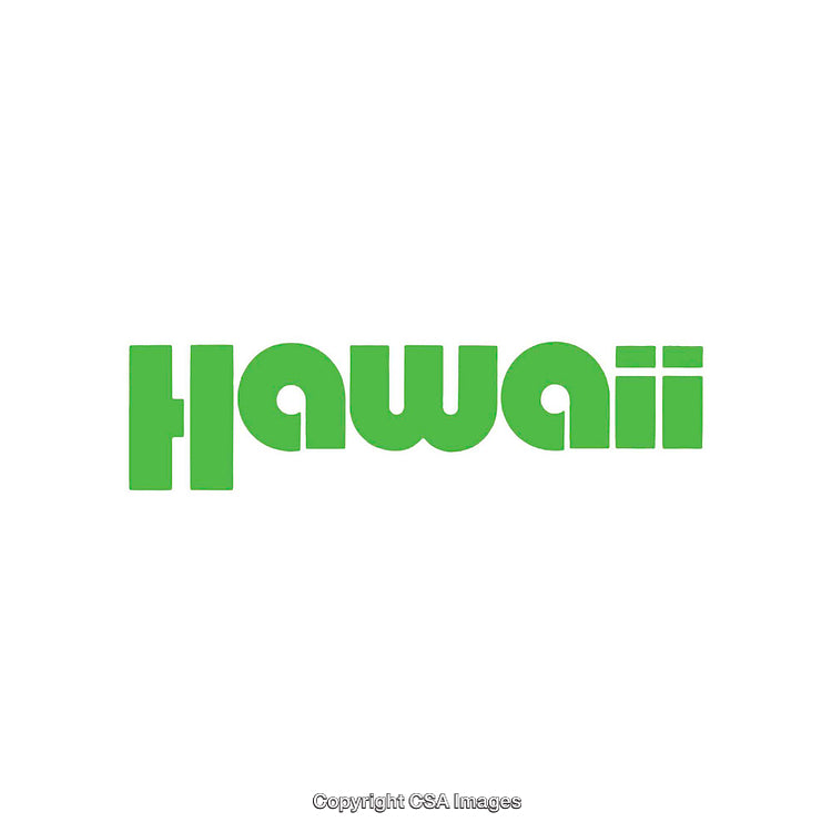 Green Bold Hawaii Text Design on a White Background