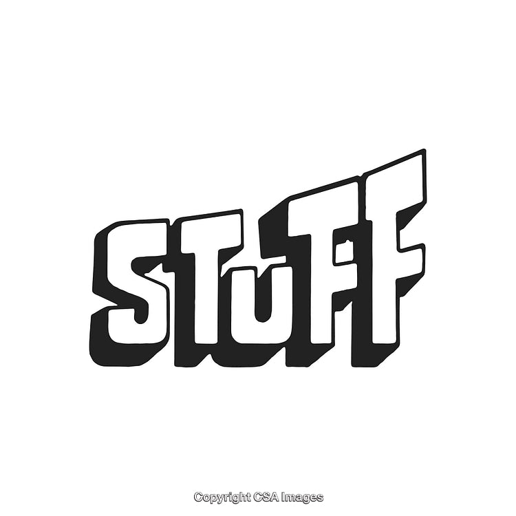 Bold Graphic Typography Design Featuring the Word Stuff in 3D Style