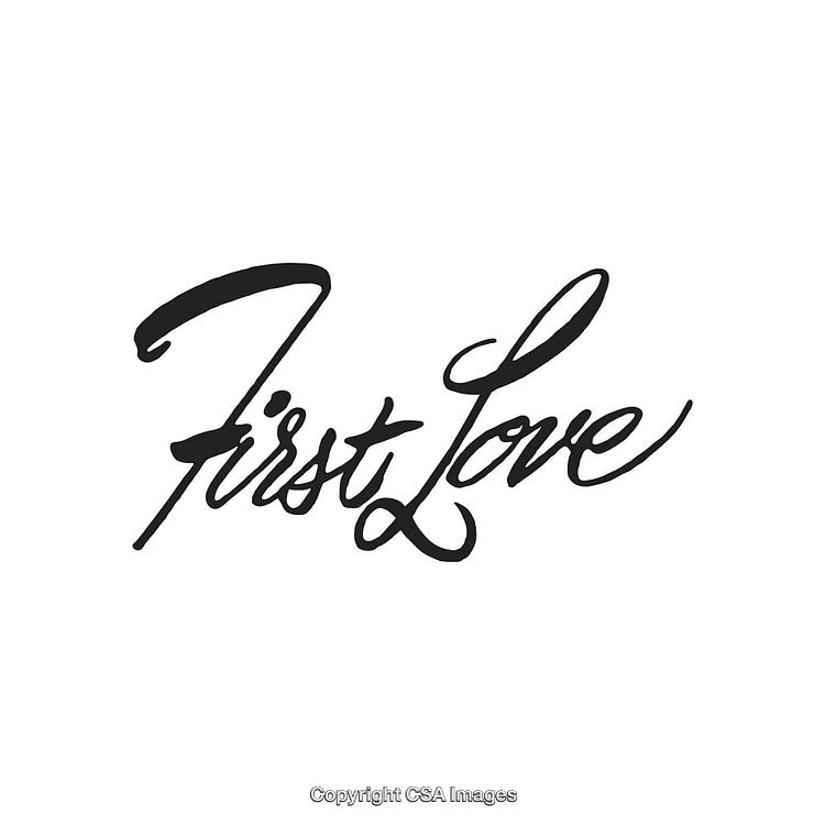 Elegant Handwritten First Love Typography in Artistic Black Script Style Font