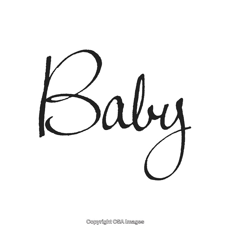 Stylish Black Handwriting of the Word 'Baby' on a White Background