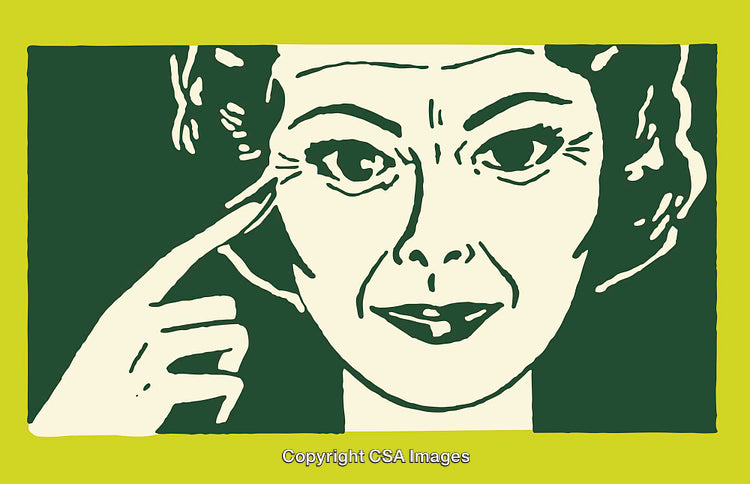 Retro Illustration of a Woman Using Eye Makeup in Pop-Art Style