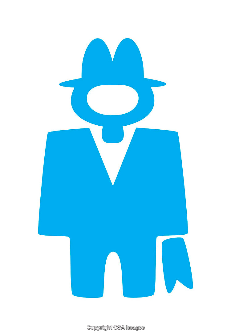 Blue Stylized Icon of a Person with a Hat
