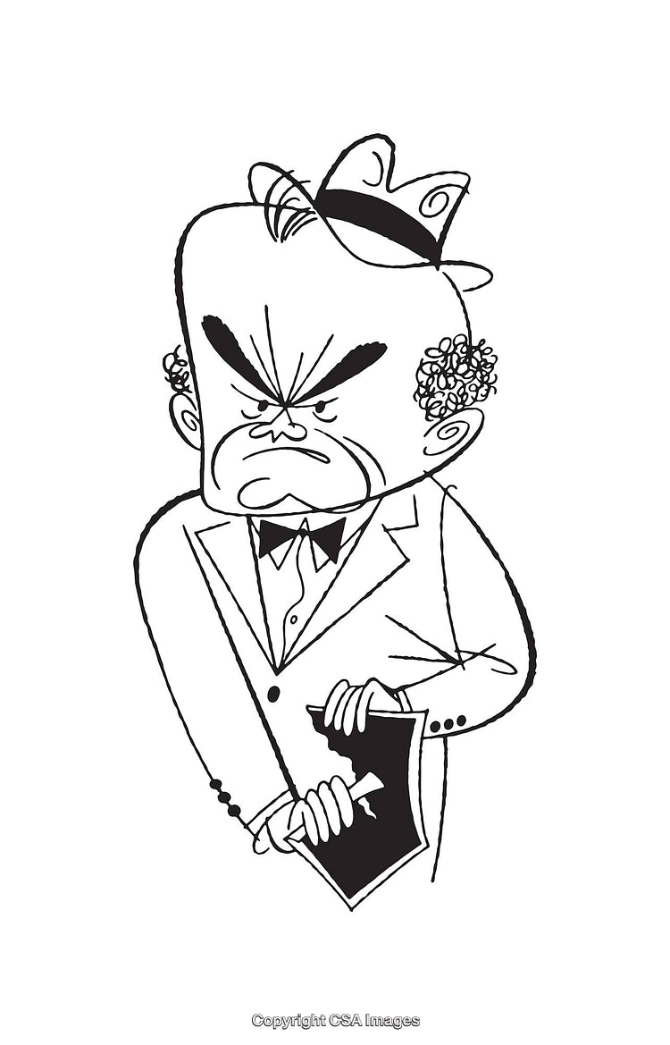 Black and White Line Art of an Angry Man Holding a Picture