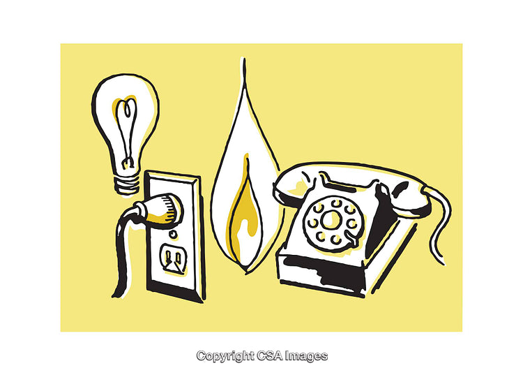 Colorful Sketch of Retro Objects with Light and Fire Elements