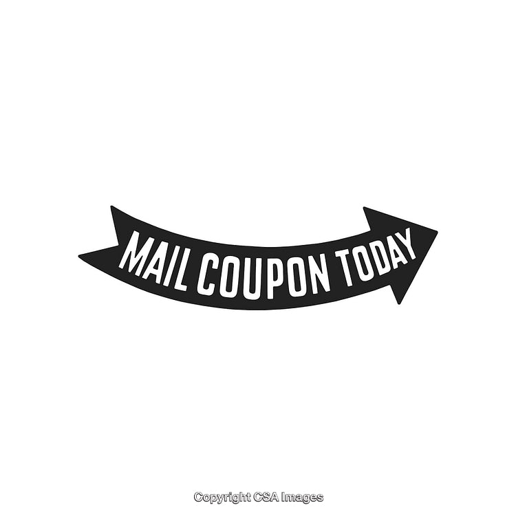Retro Black And White Arrow with 'Mail Coupon Today' Text