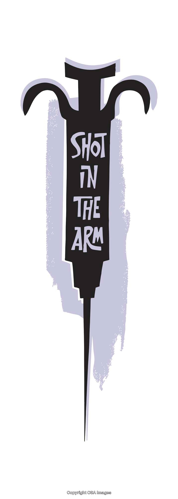 Illustrative Stylized Syringe With Bold Text for Modern Graphic Design