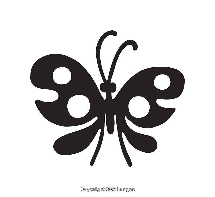 Black and White Butterfly Line Art Illustration with Decorative Details