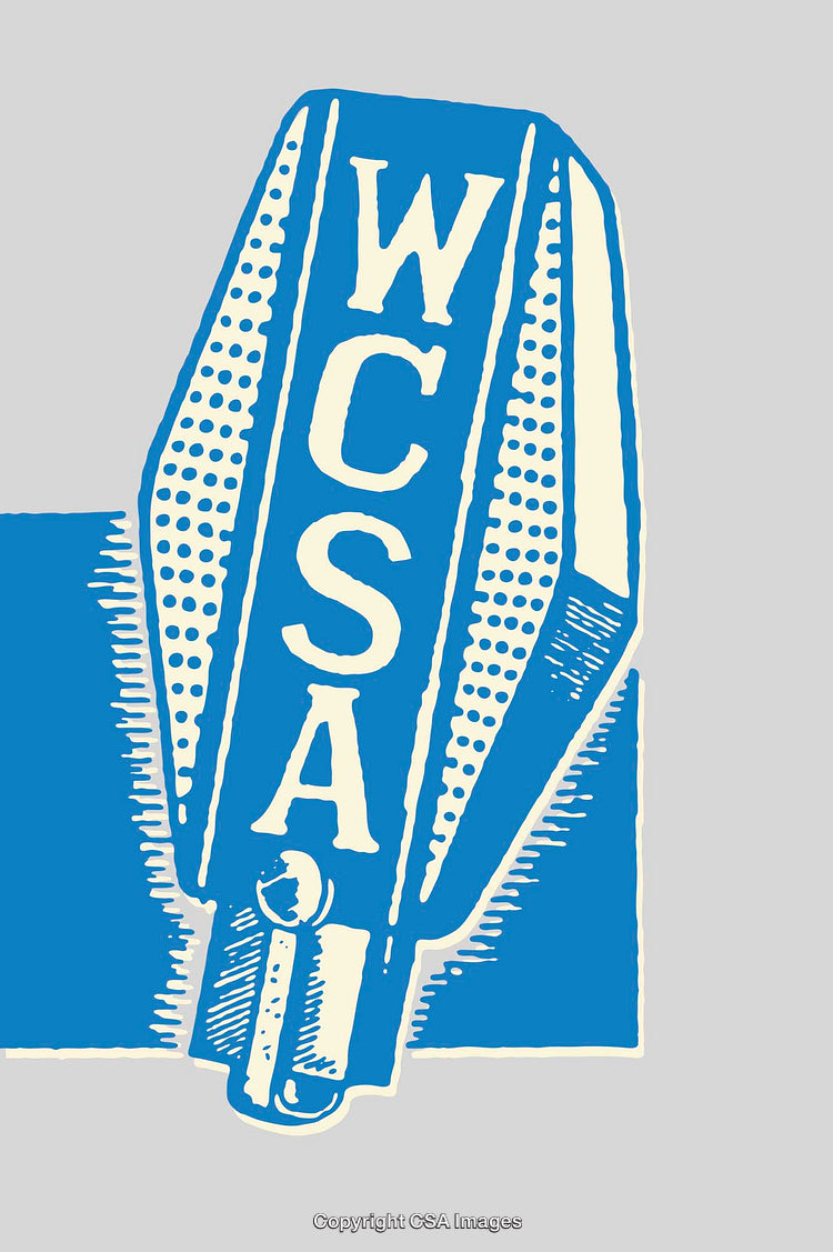 Retro Style Microphone Illustration in Blue and White with Text Design