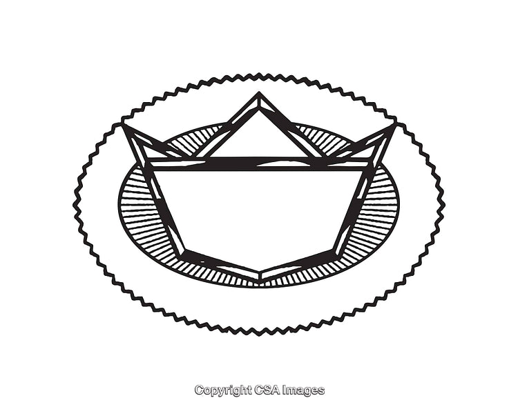 Monochrome Geometric Line Art Depicting Abstract Crown Emblem Design