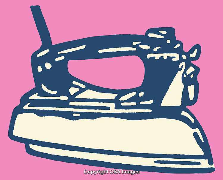 Vintage Iron Illustration on Pink Background with Minimalist Design Style