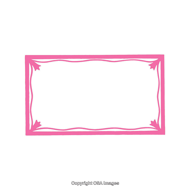Elegant Pink Frame With Decorative Curves on White Background