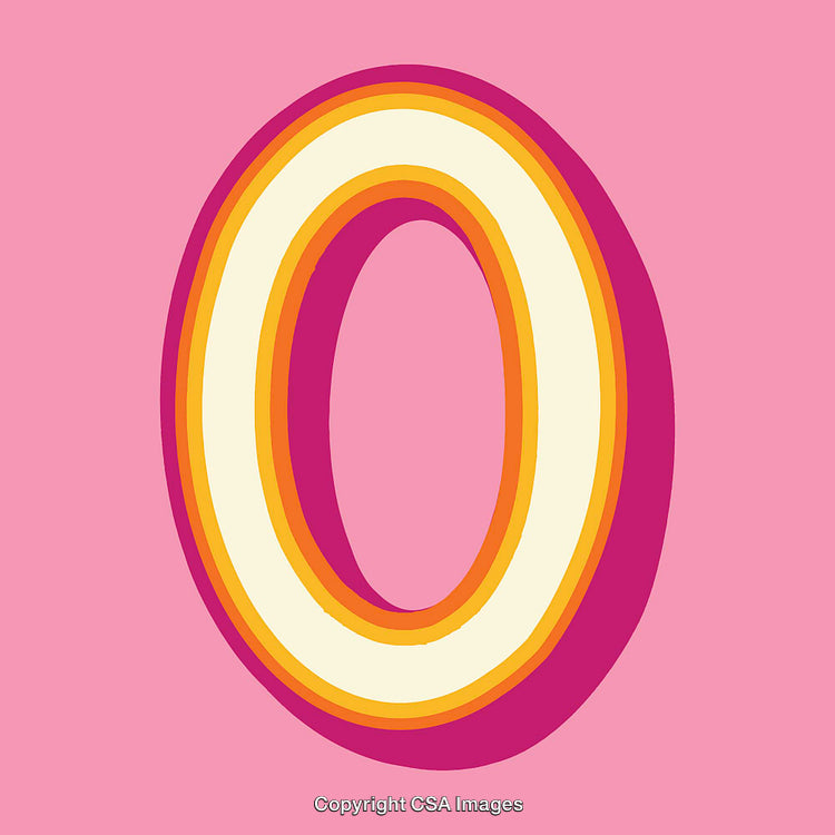 Colorful Stylized Number Zero on Vibrant Pink Background