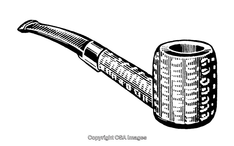 Detailed Vintage Illustration of a Corncob Pipe in Black and White