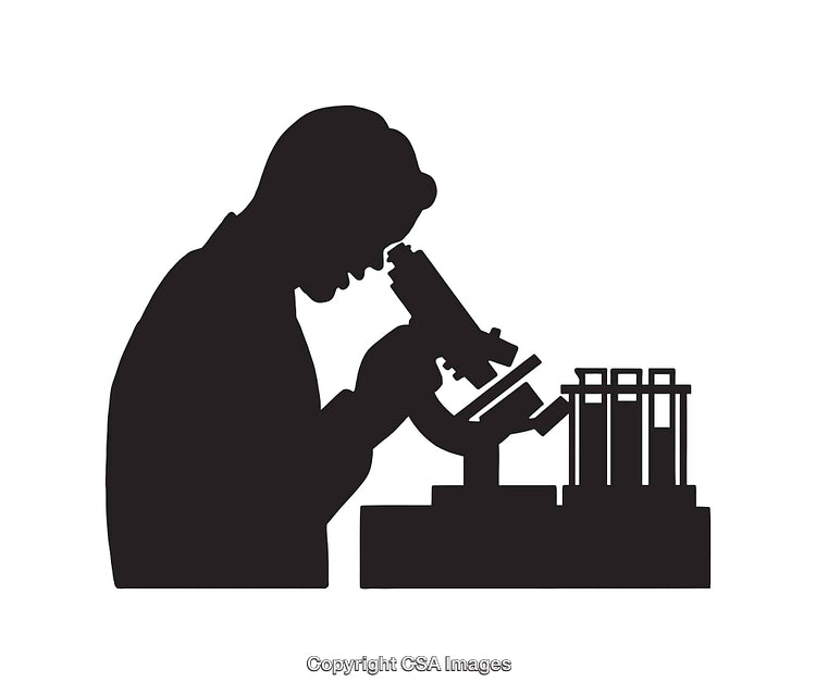 Scientist Using Microscope in Laboratory Silhouette Illustration