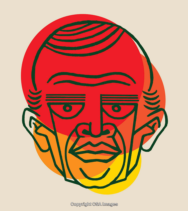 Abstract Line Art Illustration with Bold Red and Orange Tones