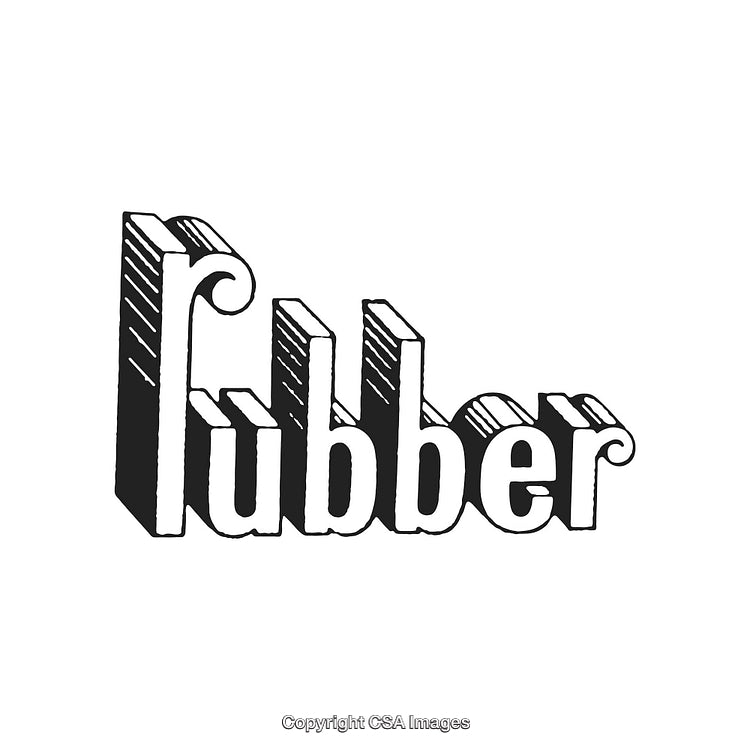 Typography Art Featuring The Word "Rubber" in Bold Vintage Style